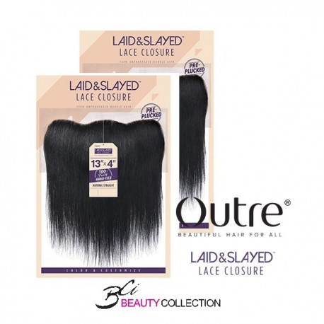  OUTRE 100% UNPROCESSED BUNDLE HAIR LAID & SLAYED 13×4 NATURAL STRAIGHT CLOSURE