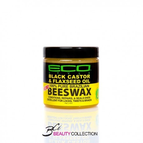 ECO STYLE BLACK CASTOR & FLAXSEED OIL 100% PURE BRAZILIAN BEES WAX 4OZ